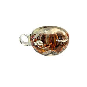 Vintage  Glass Paperweight Candle Holder with handle ship hot pressed 2.5" x‎ 5"